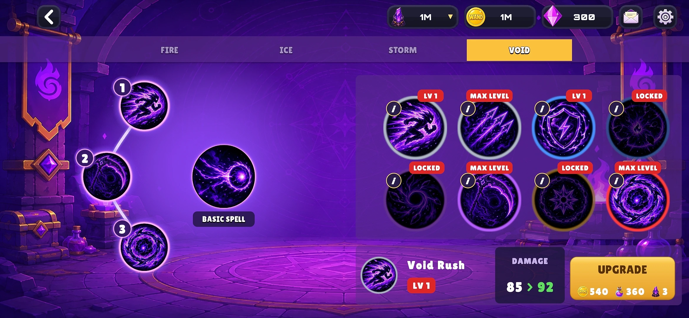 Wand Clash skill build system